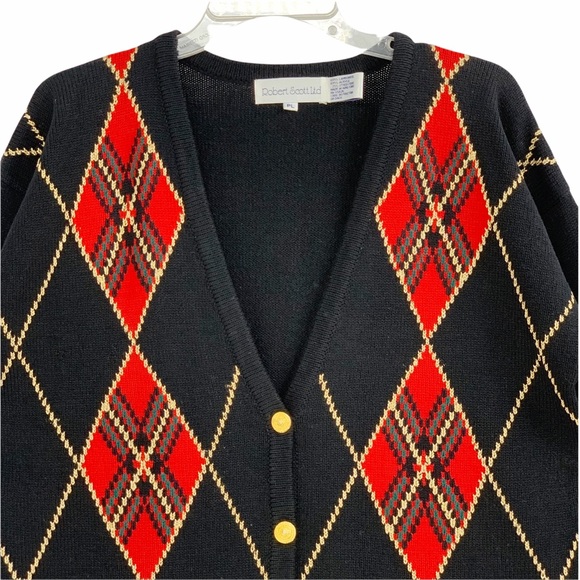 Vintage Argyle Cardigan Sweater by Robert Scott Ltd. - Picture 2 of 9